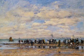 尤金 佈丹 Trouville, the Beach at Low Tide